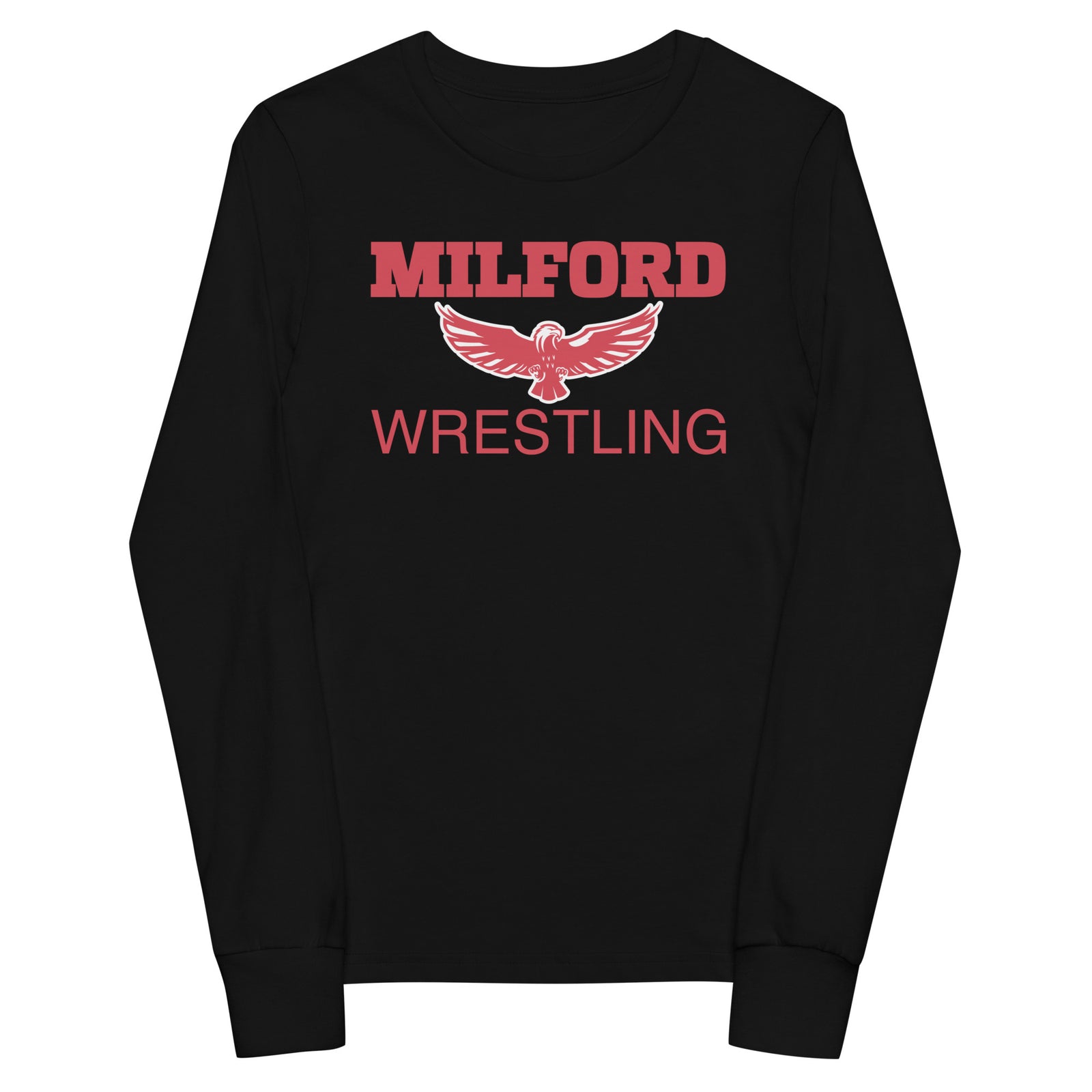 Milford Takedown Club  Red Text Youth Long Sleeve Tee