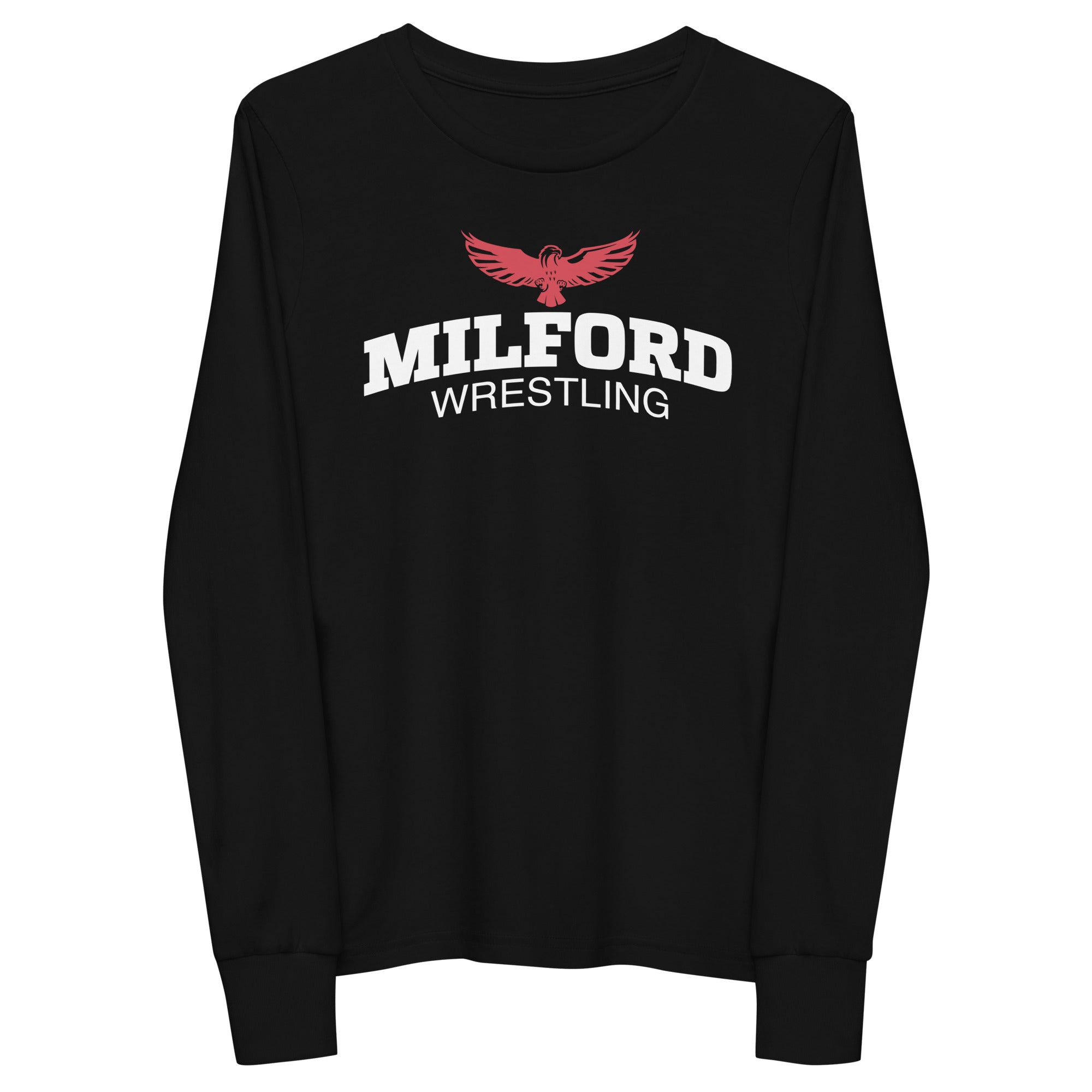 Milford Takedown Club  White Text  Youth Long Sleeve Tee