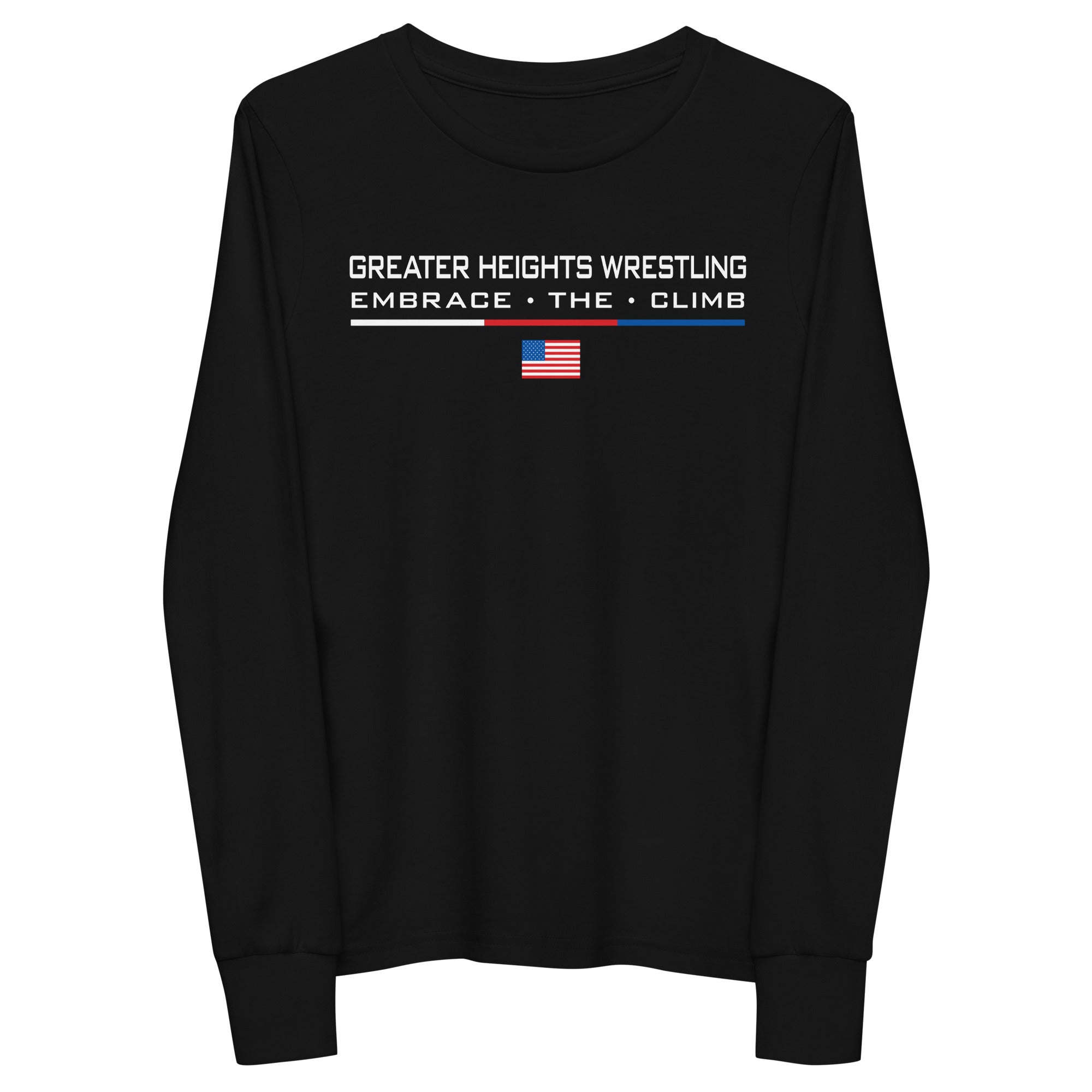 Greater Heights Wrestling Embrace The Climb 2 Youth long sleeve tee