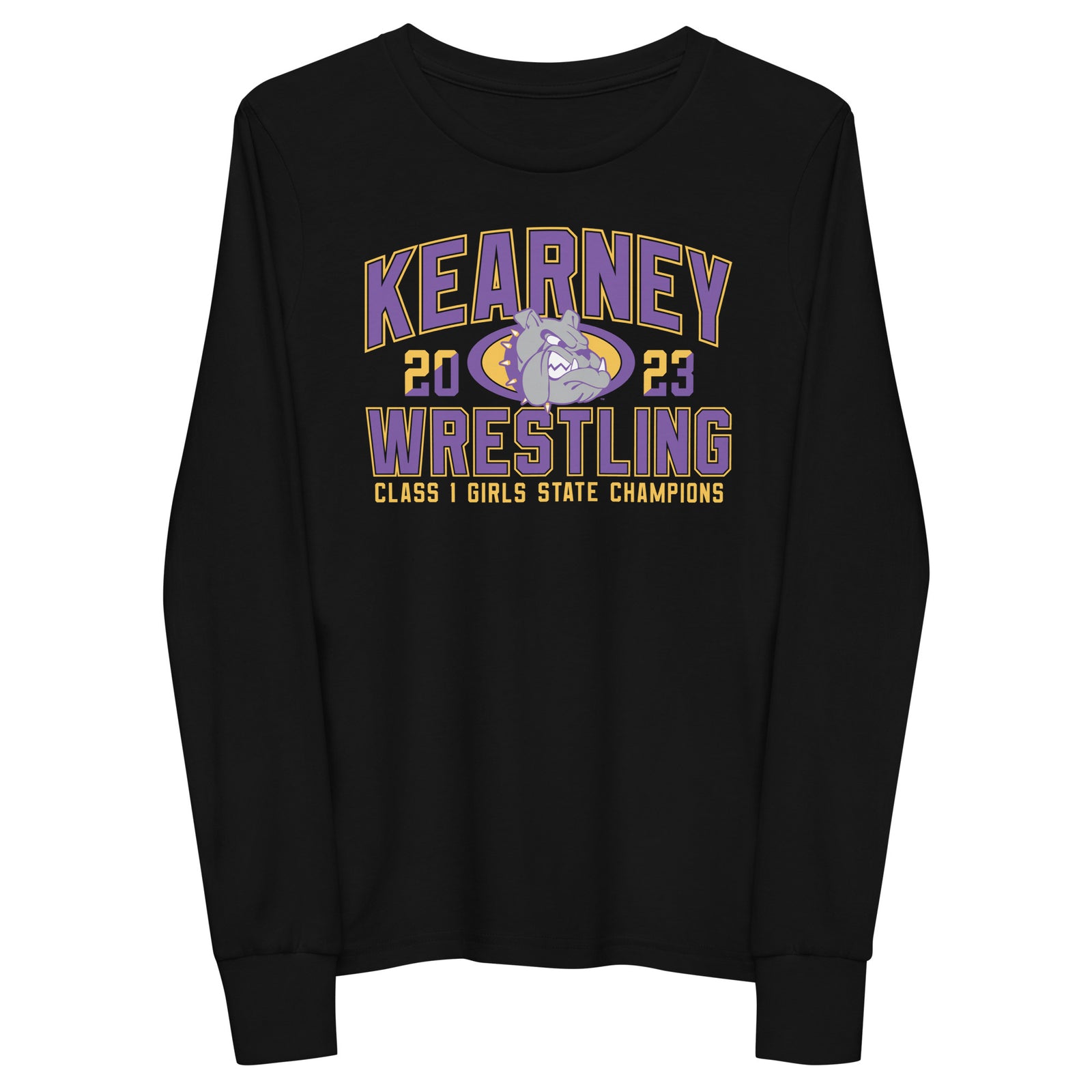 Kearney Wrestling Girls State Champs Black  Youth Long Sleeve Tee