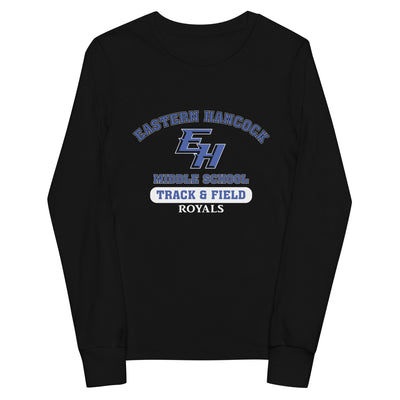 Eastern Hancock MS Track Royals on Black  Youth Long Sleeve Tee