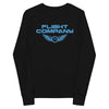 Flight Company  Black Youth Long Sleeve Tee