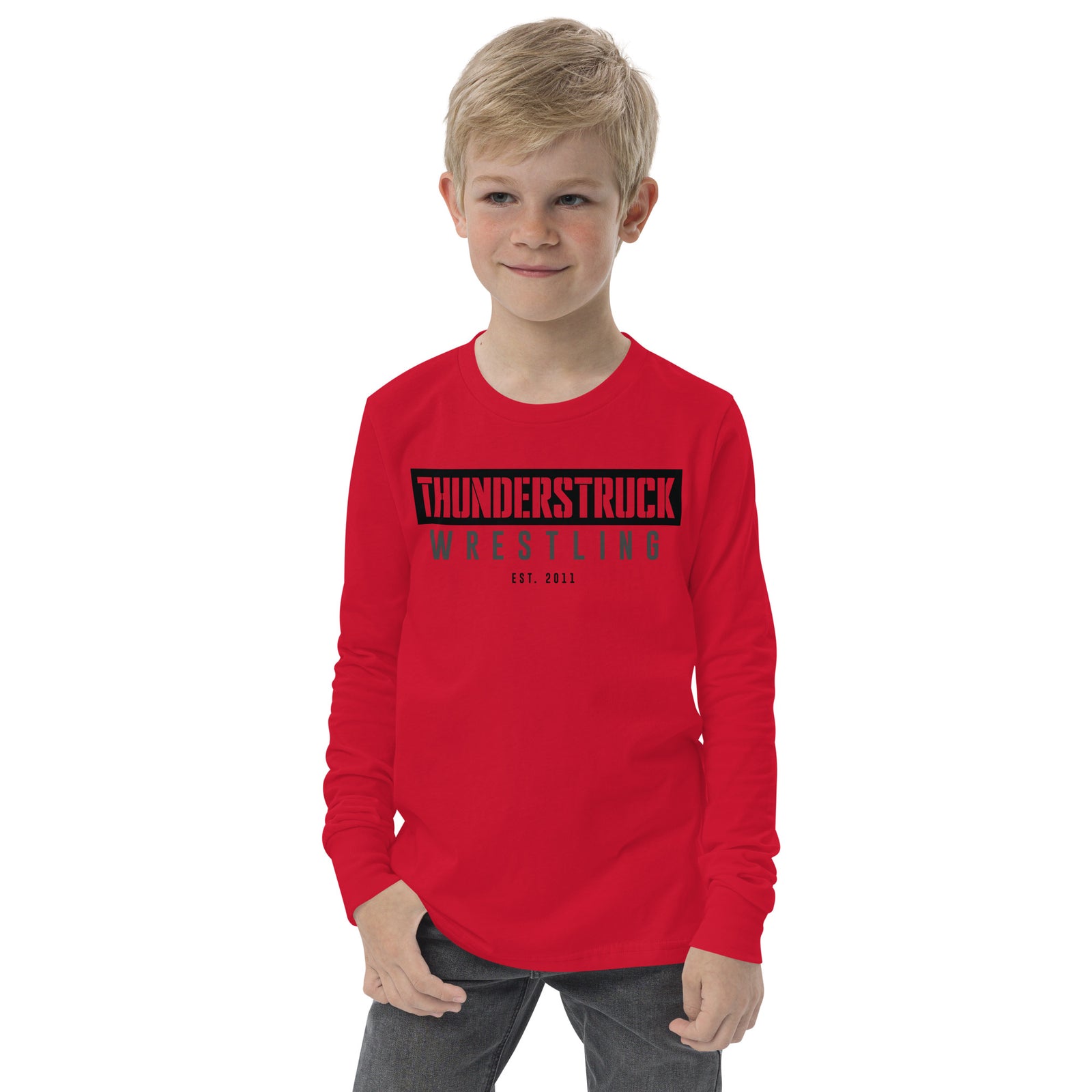 Kansas Thunderstruck Wrestling Red/Grey Thunderstruck Youth Long Sleeve Tee