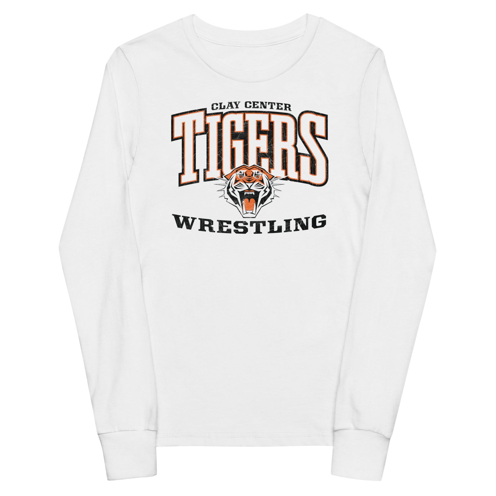 Clay Center Community HS Wrestling White Youth Long Sleeve Tee