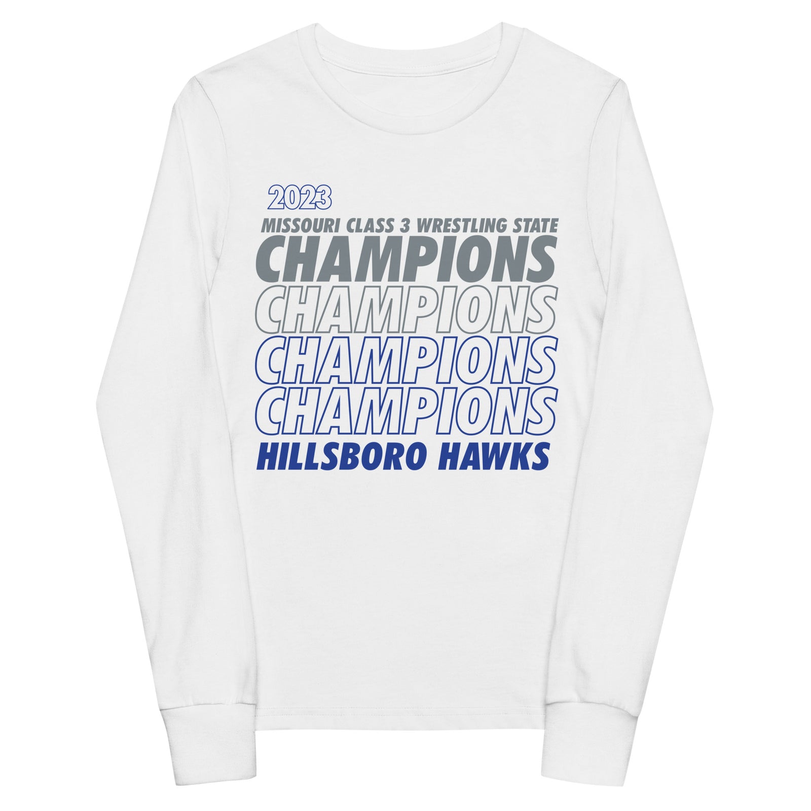 Hillsboro High School  Champions - White  Youth Long Sleeve Tee
