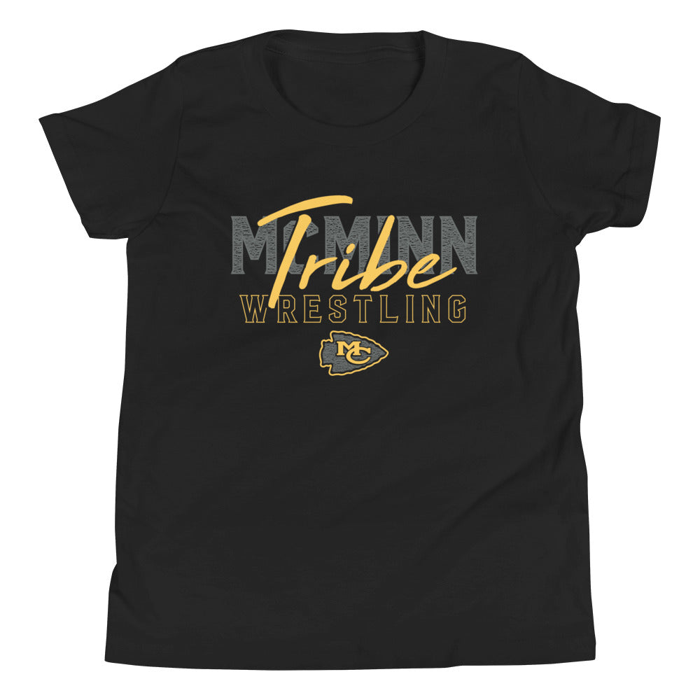 McMinn Tribe Wrestling Club  Black Youth Staple Tee
