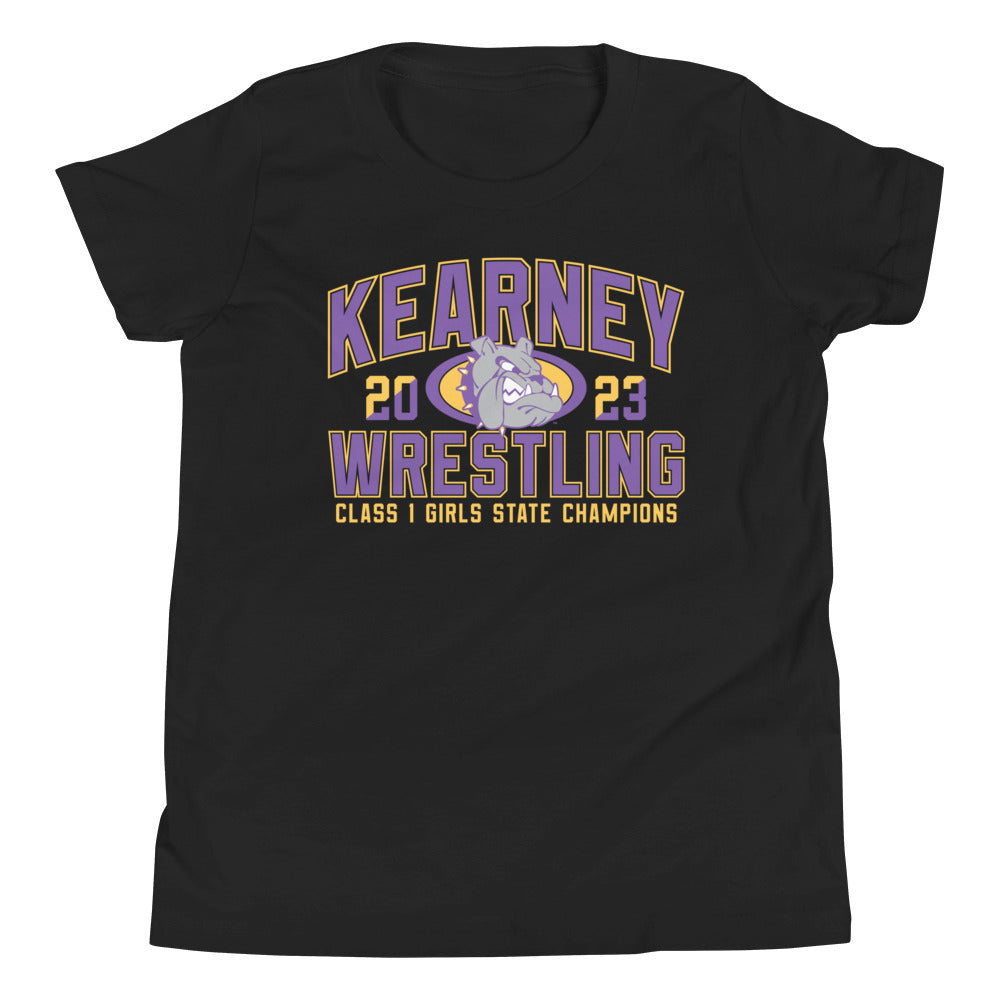 Kearney Wrestling Girls State Champs Black  Youth Staple Tee