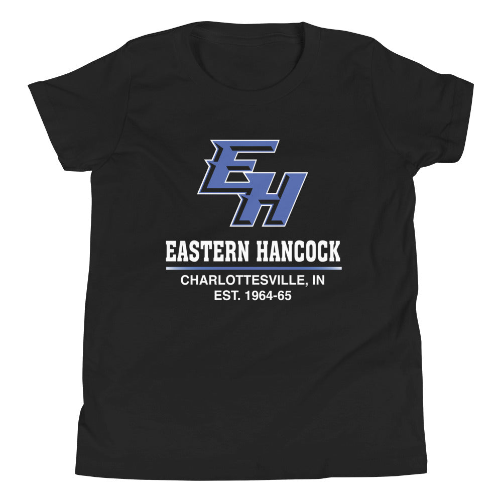 Eastern Hancock MS Track EH On Black Youth Staple Tee