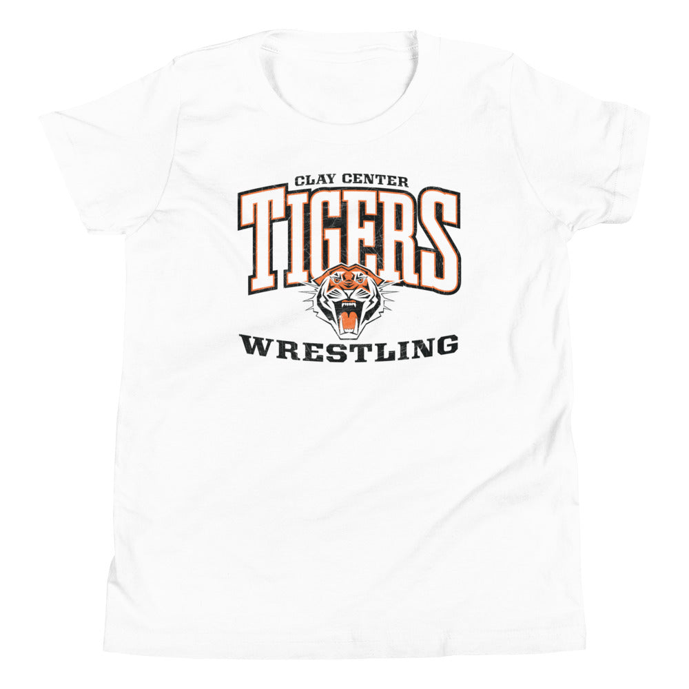 Clay Center Community HS Wrestling White Youth Staple Tee